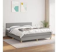 QUAHEAS Sommier à Lattes de lit avec Matelas Gris Clair 160x200cm Tissu Durable Support Chambre Adulte ou Enfant avec tête réglable et Coffre de Rangement