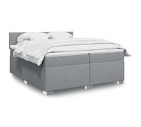 QUAHEAS Sommier à Lattes de lit avec Matelas Gris Clair 200x200 cm en Tissu Polyester, Cadre Plateforme avec tête de lit, Support Optimal pour Chambre Adulte Enfant, Confort et durabilité assurés