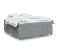 QUAHEAS Sommier à Lattes de lit avec Matelas Gris Clair 200x200 cm Tissu Polyester Cadre Bois Massif Pieds Stables surmatelas Mousse Housse Amovible Chambre Adulte Enfant Confort