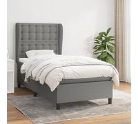 QUAHEAS Sommier à Lattes de lit avec Matelas Gris foncé 90x200 cm, Support Stable en Tissu Durable, tête réglable, idéal pour Chambre Adulte, Enfant ou Studio, avec Coffre de Rangement
