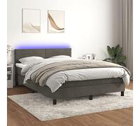 QUAHEAS Sommier à Lattes de lit avec Matelas LED Gris foncé 140x190 cm Structure Plateforme avec tête réglable pour Chambre Adulte ou Enfant, Support Confortable pour Dormir et Relaxation