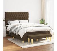 QUAHEAS Sommier à Lattes de lit avec Matelas Marron foncé 140x200 cm, Cadre Robuste, Support Stable, Structure en Bois Massif, idéal Chambre Adulte ou Enfant, Ensemble Confortable et Durable