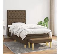 QUAHEAS Sommier à Lattes de lit avec Matelas Marron foncé 80x200 cm, Cadre Robuste, Structure Plateforme, Support Chambre Adulte ou Enfant, Ensemble Complet avec tête, Pied et Coffre de Rangement