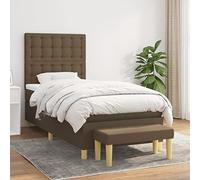 QUAHEAS Sommier à Lattes de lit avec Matelas Marron foncé 90x190 cm, Cadre Robuste, Support Chambre Adulte ou Enfant, Ensemble avec tête réglable, surmatelas et Banc Multifonction