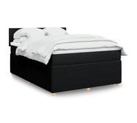 QUAHEAS Sommier à Lattes de lit avec Matelas Noir 140x190 cm, Cadre en Tissu Polyester, Support Chambre Adulte ou Enfant, Design Moderne avec éclairage LED réglable, Livraison complète