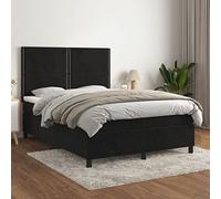 QUAHEAS Sommier à Lattes de lit avec Matelas Noir 140x200 cm en Velours Doux, Support Stable, tête réglable, idéal pour Chambre Adulte, Enfant ou Studio, avec Coffre de Rangement