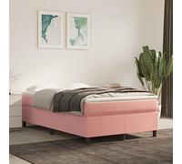 QUAHEAS Sommier à Lattes de lit avec Matelas Rose 120x200 cm Velours pour Chambre Adulte ou Enfant, Support Ferme, Structure en Bois Massif, idéal pour dortoir, Studio ou Chambre d'ado