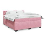 QUAHEAS Sommier à Lattes de lit avec Matelas Rose 200x200 cm Velours Cadre Plateforme tête de lit LED Ambiance Chambre Adulte Enfant Confort Sommeil