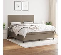 QUAHEAS Sommier à Lattes de lit avec Matelas Taupe 160x200 cm Tissu Durable Support Chambre Adulte Enfant ado Mezzanine avec tête et Pied réglables