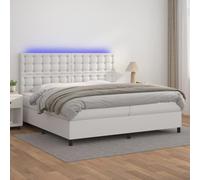 QUAHEAS Sommier à Lattes de lit Cadre Blanc 200x200 cm avec Matelas Ressorts ensachés LED intégrée tête réglable pour Chambre Adulte Enfant Confort Durable