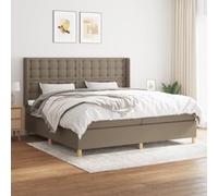 QUAHEAS Sommier à Lattes de lit Cadre Plateforme 200x200 cm Taupe avec Matelas Ressorts ensachés Tissu et tête de lit réglable pour Chambre Adulte Enfant ado Confort Durable