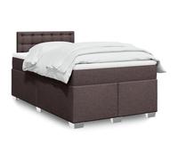 QUAHEAS Sommier à Lattes de lit Cadre Plateforme Marron foncé 120x190cm Tissu avec Matelas Ressorts ensachés surmatelas Housse Amovible et Bande LED pour Chambre Adulte Enfant
