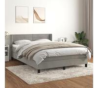 QUAHEAS Sommier à Lattes de lit Gris Clair 140x200cm avec Matelas en Velours Doux Support Ferme pour Chambre Adulte ou Enfant avec tête réglable et Coffre de Rangement
