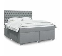 QUAHEAS Sommier à Lattes de lit Gris Clair 180x200 cm avec Matelas à Ressorts ensachés surmatelas Doux et Bande LED réglable tête de lit Ajustable Cadre en Tissu Polyester pour Chambre Adulte