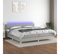 QUAHEAS Sommier à Lattes de lit Gris Clair 200x200 cm avec LED, Cadre en Tissu Durable, tête réglable, Support pour Chambre Adulte ou Enfant, Facile à Monter