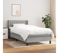 QUAHEAS Sommier à Lattes de lit Gris Clair 90x190 cm avec tête réglable en Tissu Durable pour Chambre Adulte Enfant ado Studio dortoir Meuble de Rangement Coffre Structure Plateforme