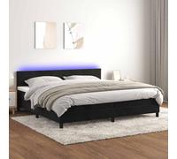 QUAHEAS Sommier à Lattes de lit Noir 200x200 cm avec Matelas à Ressorts ensachés, tête de lit réglable, Bande LED colorée et surmatelas Doux pour Chambre Adulte et Enfant