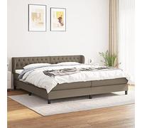 QUAHEAS Sommier à Lattes de lit Taupe 200x200 cm avec Matelas Ressorts ensachés Tissu Durable tête de lit réglable Cadre Bois Massif pour Chambre Adulte Enfant Confort Optimal