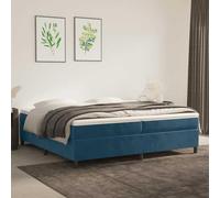 QUAHEAS Sommier à Lattes en Velours Bleu foncé 200x200 cm Cadre de lit avec Matelas à Ressorts ensachés et surmatelas Mousse pour Chambre Adulte Enfant Confort Durable