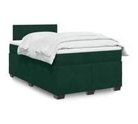 QUAHEAS Sommier à Lattes en Velours Vert foncé 120x190 cm avec Matelas, surmatelas, éclairage LED, Support Chambre Adulte ou Enfant, Structure Plateforme, lit avec tiroirs