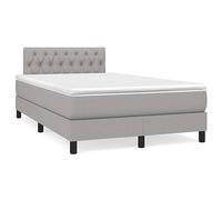 QUAHEAS Sommier à Lattes Gris Clair 120x190 cm avec Matelas à Ressorts ensachés, tête de lit réglable, Bande LED intégrée, Tissu Respirant, Cadre de lit Solide pour Chambre Adulte ou Enfant