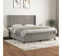QUAHEAS Sommier à Lattes Gris Clair 160x200cm avec Matelas en Velours Doux Support Ferme pour Chambre Adulte ou Enfant avec tête réglable et Coffre de Rangement