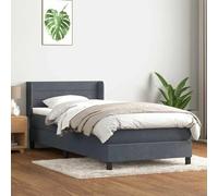 QUAHEAS Sommier à Lattes Gris foncé 90x220 cm avec Matelas Velours, Cadre de lit avec tête réglable, Support Chambre Adulte ou Enfant, Design Coffre ou Plateforme, idéal pour dortoir ou Studio