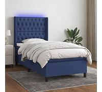 QUAHEAS Sommier à Lattes tapissier 80x200cm avec Matelas Ressorts ensachés, Bande LED Bleue, Tissu Polyester Durable, tête de lit réglable, Support Confortable pour Chambre Adulte et Enfant