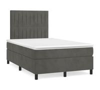 QUAHEAS Sommier à Lattes tapissier avec Matelas et Bande LED Gris foncé 120x190 cm Velours 100% Polyester Cadre Bois Massif tête de lit réglable pour Chambre Adulte et Enfant