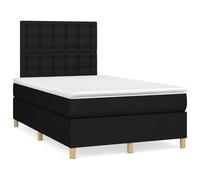 QUAHEAS Sommier à Lattes tapissier avec Matelas Ressorts ensachés LED Noir 120x190 cm Tissu Polyester Cadre Bois Massif tête de lit réglable pour Chambre Adulte Enfant