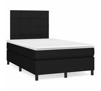 QUAHEAS Sommier à Lattes tapissier Noir 120x190 cm avec Matelas à Ressorts ensachés, tête de lit réglable, Bande LED intégrée, Tissu Polyester Durable, Cadre lit Adulte pour Chambre, Studio
