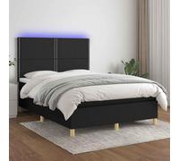 QUAHEAS Sommier à Lattes tapissier Noir 140x200 cm avec Matelas Ressorts ensachés et LED, Tissu Respirant, tête de lit réglable, Cadre lit Adulte pour Chambre, Support Durable et Confortable