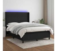 QUAHEAS Sommier à Lattes tapissier Noir 140x200 cm avec Matelas Ressorts ensachés, tête de lit réglable, Bande LED colorée, Tissu Respirant pour Chambre Adulte et Enfant