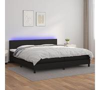 QUAHEAS Sommier à Lattes tapissier Noir 200x200 cm avec Matelas à Ressorts ensachés, surmatelas Doux, tête de lit réglable, Bande LED intégrée pour Chambre Adulte et Enfant