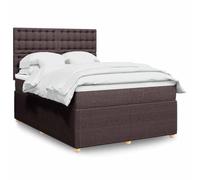 QUAHEAS Sommier tapissier avec Matelas à Ressorts ensachés 140x200 cm Marron foncé, Cadre en Bois Massif avec tête de lit réglable, surmatelas Respirant, Lattes Solides pour Chambre Adulte ou Enfant