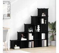 QUAHEAS Système d'étagères à 15 cubes en plastique PP noir, cadre en acier, 155 x 32 x 153,5 cm, étagère à chaussures stable, peu encombrante, empilable, idéale pour couloir, couloir, garde-robe