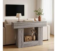 QUAHEAS Table console Sonoma grise 101 x 30 x 74 cm en bois avec espace de rangement, table d'appoint étroite pour couloir, salon, chambre à coucher, design moderne, table de rangement, étagère