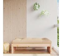 QUAHEAS Tabouret de jardin en bois de pin massif avec coussin d'assise doux 120 x 80 cm, meuble de salon d'extérieur résistant aux intempéries, extensible comme module pour terrasse, balcon, véranda