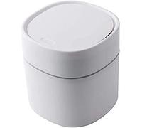 QualityHome Mini poubelle en plastique poubelle de bureau créative poubelle de bureau avec couvercle petite poubelle de nettoyage de bureau à domicile bouton poubelle de rangement de bureau