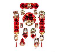 Qualoramall Autocollants magnétiques pour fête du printemps 2026 - Nouvel An chinois - Décoration de porte - Autocollants en papier rouge avec motifs de bon augure pour la maison et le bureau (B)