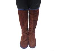 Qualoramall Couvre-bottes de soudure en cuir de vache 50 cm résistant à la chaleur avec fil résistant au feu pour soudure électrique, construction et traitement mécanique, sourcils jaunes (marron)