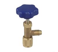 Qualoramall Décapsuleur de réfrigérateur R22 R134a R410A 1/4 SAE avec corps en métal et bouchon en plastique étanche pour réservoir AC basse pression CVC Service Bleu doré ou vert doré (bleu)