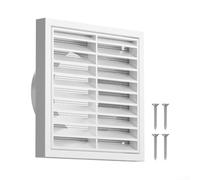 Qualoramall Grille d'aération murale à persiennes en plastique blanc avec moustiquaire amovible et couvercle extérieur pour circulation d'air intérieure ou extérieure dans salles de bains, cuisines