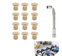 Qualoramall Kit de conversion de buse en laiton pour cuisinière à gaz avec 12 orifices de précision en tailles 0,5 mm, 0,7 mm, 0,8 mm, 0,95 mm, 1,1 mm et outil de manchon pour table de cuisson à cinq