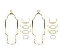 Qualoramall Lot de 2 supports réglables en métal pour abat-jour, 17,8 à 25,4 cm avec bases, selles et embouts pour lampes E26 E27 avec convertisseur E14, noir et doré