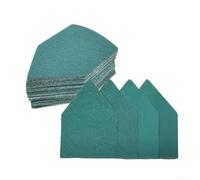 Qualoramall Lot de 50 feuilles abrasives en oxyde d'aluminium - 65 x 92 mm - Grain 80-240 - Assortiment pour ponceuse de détail - Tampon triangulaire pour bois, métal, plastique, verre, cuir - Vert