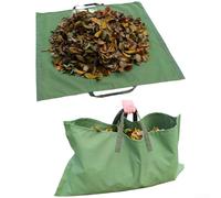 Qualoramall Sac de rangement imperméable extra large de 145 x 124 cm, en toile renforcée, collecteur de débris de cour avec poignées et ouvertures latérales pour branches, mauvaises herbes, entretien