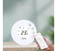 Qualoramall Thermostat intelligent WiFi à écran tactile pour chauffage au sol et systèmes de chaudière - Télécommande via application manuelle - Mode programmable automatique - Coque ABS blanche - 8,6