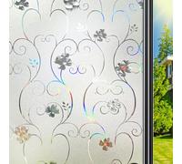Qualsen Film Fenetre Anti Regard Opaque, Fleurs Arc-en-Ciel, 30x120cm | Brise Vue Fenêtre Vitrail, Opaque Film Electrostatique Vitre Non Adhésif, Anti-UV Décoratif pour Maison Bureau Cuisine