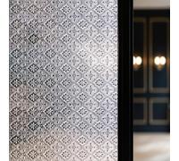 Qualsen Film Fenetre Anti Regard Vitrail, Motif de Bégonia, 90x200cm | Brise Vue Fenetre Motif Décoratif, Film Electrostatique Vitre Non Adhesif Anti UV, pour Bureau, Maison, Salon, Cuisine